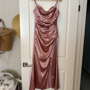 Birdy Grey | Lydia Dress in Shiny Satin English Rose